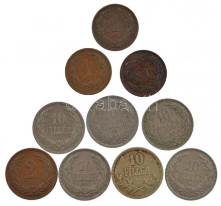 1894KB-1895KB 1f Br (3db, 2xklf) + 1914KB 2f Br + 1894KB-1908KB 10f Cu-Ni (5db, 3xklf) + 1915KB 10f alpakka T:2,2-
