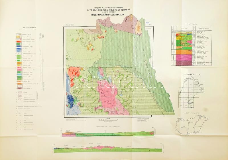 1972 Füzérradvány-Széphalom földtani térképe, Magyar Földtani Intézet, 1:25 000, 69×99 cm