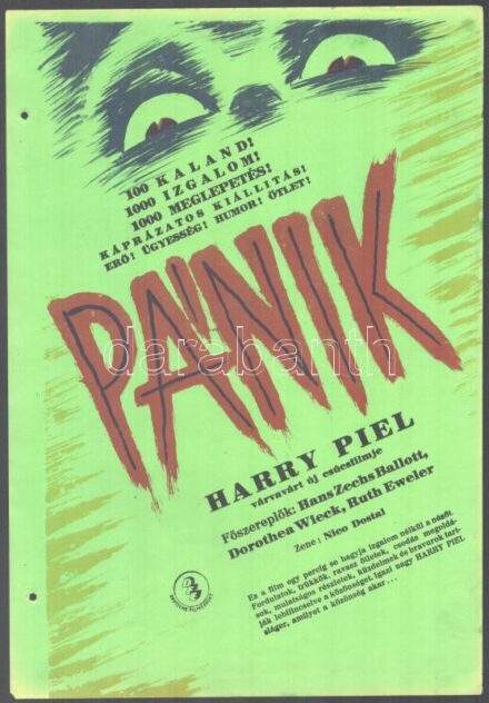 1928 Pánik c. német film plakátja, Deutsche Filmexport, lyukasztással, 33,5x23 cm