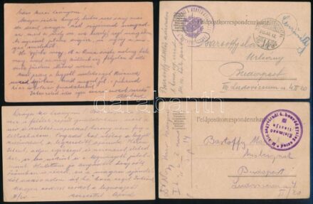 cca 1915-1918 Bartóffy Miklós (1882-1964) százados, későbbi vezérőrnagy, az 1. honvéd gyalogezred tisztjének első világháborús levelezése leányával, Bartóffy Margittal ('Manci', 1905-1998), 23 db saját kézzel írt tábori postai