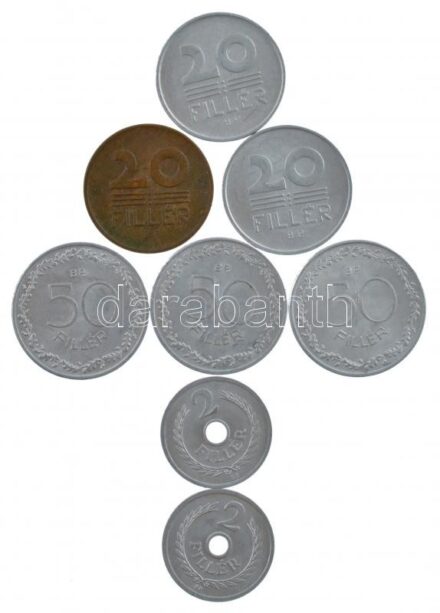 1950-1953. 2f Al (2xklf) + 1950. 20f tombak + 1953-1958. 20f Al (2xklf) + 1953. 50f Al (3x) T:1-,2