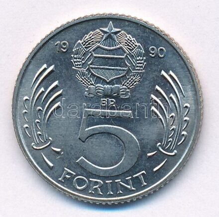 1990. 5Ft Cu-Ni 'MAGYAR KÖZTÁRSASÁG' körirattal, de Kádár-címerrel, kiadatlan forgalmi sorból T:1,1- Adamo FE17
