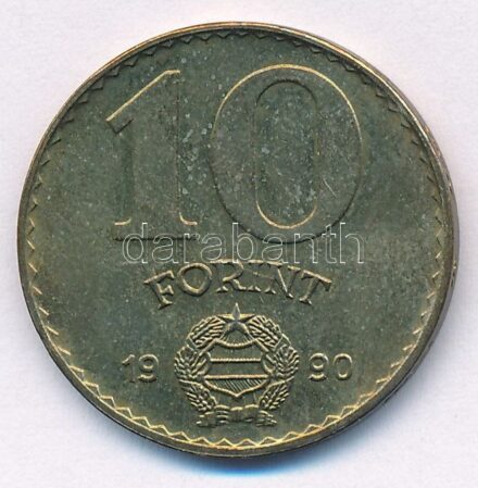 1990. 10Ft Cu-Al-Ni 'MAGYAR KÖZTÁRSASÁG' körirattal, de Kádár-címerrel, kiadatlan forgalmi sorból T:1 patina Adamo FE18