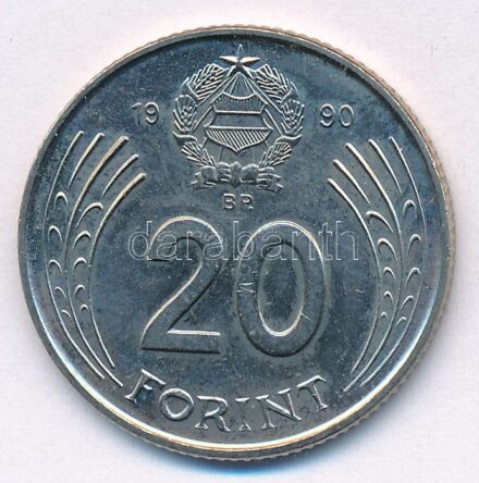 1990. 20Ft Cu-Ni 'MAGYAR KÖZTÁRSASÁG' körirattal, de Kádár-címerrel, kiadatlan forgalmi sorból T:1,1- Adamo FE19