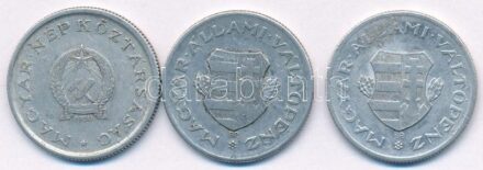 1946. 1Ft Al 'Kossuth-címer' + 1947. 1Ft Al 'Kossuth-címer' + 1950. 1Ft Al 'Rákosi-címer' T:2-,3 Adamo F6, F6.1