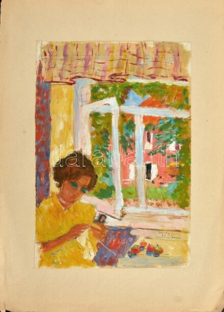 Vöröss Tibor (1911-1999): Parád, 1953. Vegyes technika, papír, jelzett. Papírra kasírozva. 31x21 cm