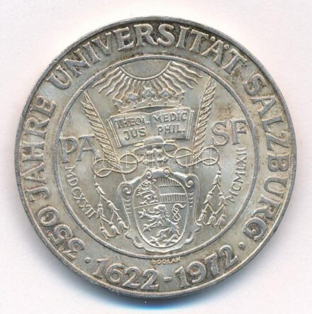 Ausztria 1972. 50Sch Ag '350 éves a Salzburgi Egyetem' T:1- patina Austria 1972. 50 Schilling Ag '350th Anniversary - Salzburg University' C:AU patina Krause KM#2913