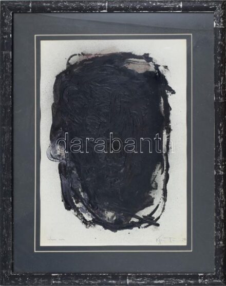 Kopasz Tamás (1958- ): Válaszra várva, 1999. Olaj, papír, jelzett, üvegezett fa keretben, 42x29,5 cm