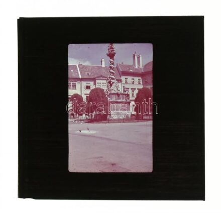 cca 1940 Sopron, Szentháromság-szobor II., 1 db Agfacolor színes diapozitív