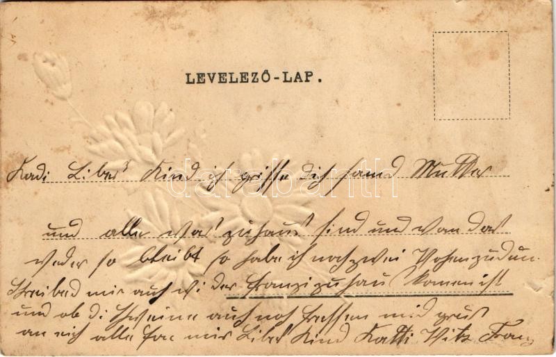 1903 Katalin / Name Day greeting card with flowers. Emb. (lyuk / pinhole) - Image 2