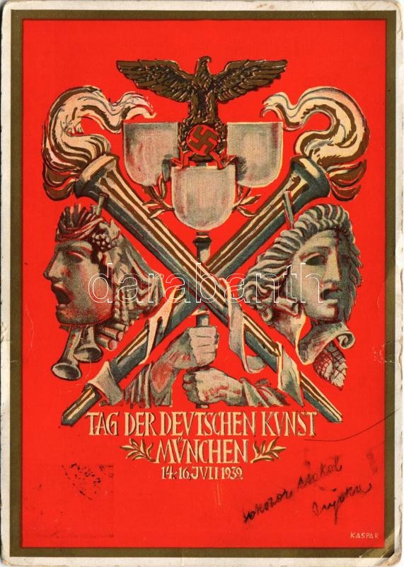 1939 Tag der Deutschen Kunst, München / German Art Exhibition, NSDAP German Nazi Party propaganda, swastika s: Kaspar + So. Stpl. (EB)