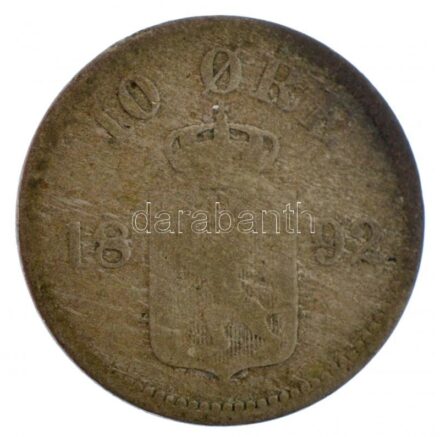 Norvégia 1892. 10ö Ag T:3- Norway 1892. 10 Öre Ag C:VG Krause KM#350