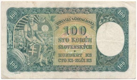 Szlovákia 1940. 100K T:III Slovakia 1940. 100 Korun C:F