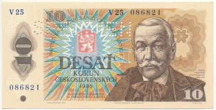 Csehszlovákia 1986. 10K 'SPECIMEN' perforációval 'V 25 086821' T:II Czechoslovakia 1986. 10 Korun with 'SPECIMEN' perforation 'V 25 086821' C:XF