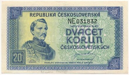 Csehszlovákia 1945. 20K 'NE 031832' T:III Czechoslovakia 1945. 20 Korun 'NE 031832' C:F Krause P#61