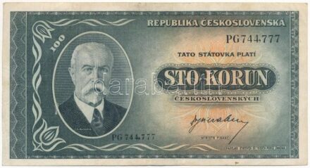 Csehszlovákia 1945. 100K T:III Czechoslovakia 1945. 100 Korun C:F Krause P#63