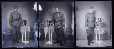 cca 1920-1940 Katonafotók a Horthy-korszakból II., 5 db negatív üveglemezen, 12x9 cm
