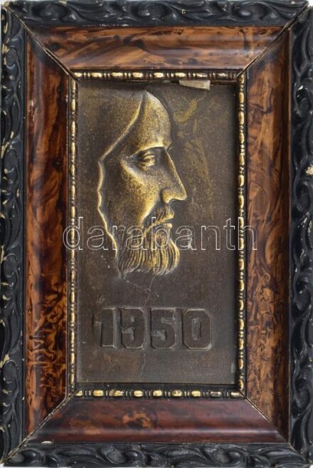1950 Jézus relief, bronz, 13x7cm