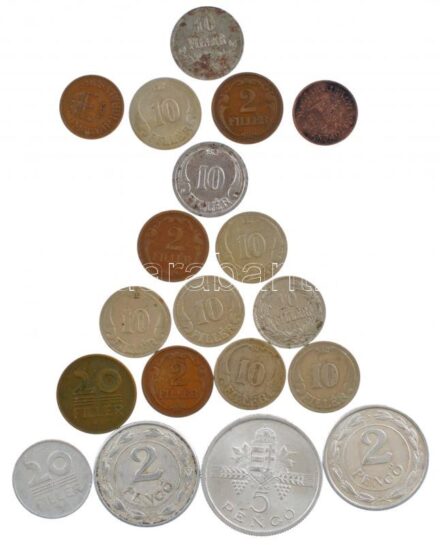1895-1959. 19db-os magyar érmetétel, közte 1945. 5P Al 'Parlament' T:2-3