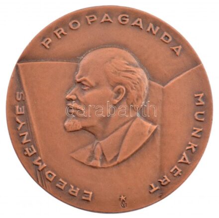 1980. 'Eredményes Propaganda Munkáért' egyoldalas Br plakett, hátoldalán gravírozva (70mm) T:1- kis patina