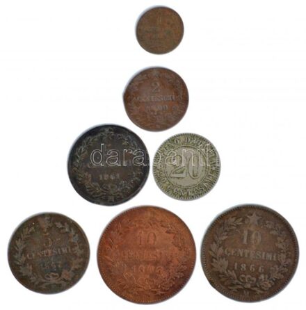 Olaszország 1861-1904. 1c-20c (7xklf), közte 1893R 10c Cu 'I. Umberto' T:2-,3 Italy 1861-1904. 1 Centesimo - 20 Centesimi (7xdiff), within 1893R 10 Centesimi Cu 'Umberto I' C:VF,F