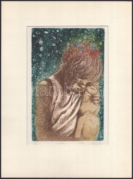 Hartung Sándor (1962- ): Álom. Színes rézkarc, papír, jelzett, számozott: 11/50, 25,5×16,5 cm