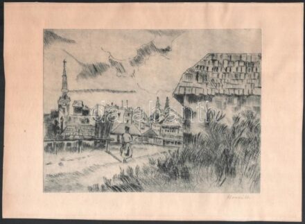 Horváth Lajos (?-?): Tabán. Rézkarc, papír, jelzett, 18×24 cm