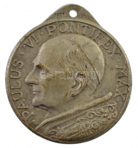 Vatikán 1960. 'VI. Pál pápa' kétoldalas fém emlékérme füllel (33mm) T:2 patina Vatican 1960. 'Pope Paul VI' two-sided metal commemorative medallion with ear (33mm) C:XF patina