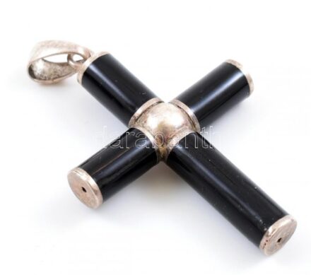 Ezüst (Ag) borítású kereszt, jelzett, bruttó:10g, 6,5cm