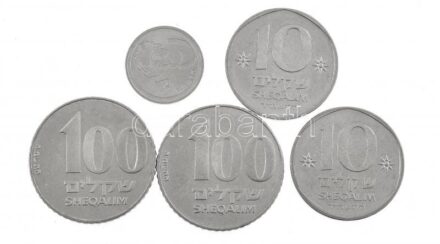 Izrael 1984. 10Sh Cu-Ni 'Herzl Tivadar' (2db) + 1985. 100Sh 'Ze'ev Jabotinsky' (2db) + 1988. 1Sh Cu-Ni 'Maimonidész' T:1-,2 Israel 1984. 10 Sheqalim Cu-Ni 'Theodor Herzl' (2pcs) + 1985. 100 Sheqalim 'Ze'ev Jabotinsky' (2pcs) + 1988. 1 Sheqel