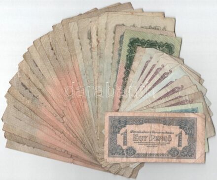 1944. 1P + 2P + 5P (9x) + 10P + 20P + 50P (5x) + 100P (17x) 'A Vöröshadsereg Parancsnoksága' T:III,III-