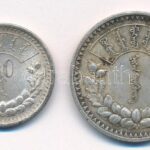 Mongólia 1925. 50m Ag + 1t Ag T:2,2- patina, kis ph Mongolia 1925. 50 Möngö Ag + 1 Tögrög Ag C:XF patina, small edge error Krause KM#7-8