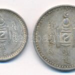 Mongólia 1925. 50m Ag + 1t Ag T:2,2- patina, kis ph Mongolia 1925. 50 Möngö Ag + 1 Tögrög Ag C:XF patina, small edge error Krause KM#7-8 - Image 2
