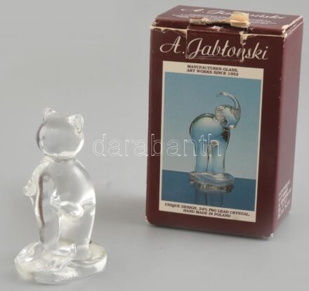 Kristály medve figura, hibátlan, jelzett m: 8,5 cm (Jablonski) Lengyelország