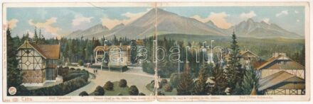 Alsótátrafüred, Unter-Schmecks, Dolny Smokovec (Magas-Tátra, Vysoké Tatry); Két részes kihajtható panorámalap. Feitzinger Ede 1902/12 326/2. / 2-tiled folding panoramacard (hajtásnál szakadt / bent til broken)