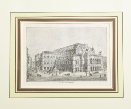 Az opera-színház Bécsben. Rotációs fametszet, papír, jelzett a metszeten. Paszpartuban. 13x19,5 cm