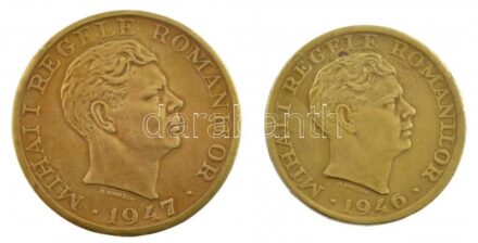 Románia 1946. 2000L 'I. Mihály' + 1947. 10.000L 'I. Mihály' T:2 kis patina Romania 1946. 2000 Lei 'Mihai I' + 1947. 10.000 Lei 'Mihai I' C:XF small patina Krause KM#69,76