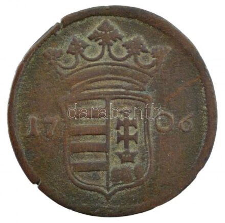 1706. X Poltura Cu 'II. Rákóczi Ferenc' (6,49g) T:2,2- Hungary 1706. X Poltura Cu 'Francis II Rákóczi' (6,49g) C:XF,VF Huszár: 1535., Unger II.: 1133.a