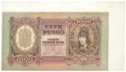1943. 1000P 'F 007 013908' ívből kivágva, ívszéllel T:I Adamo P21