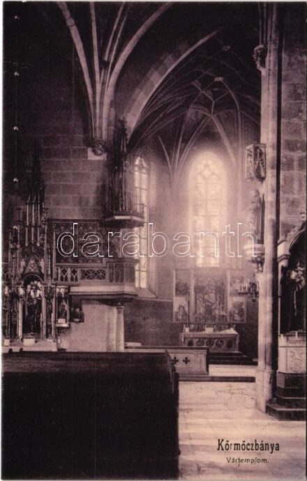 Körmöcbánya, Kremnitz, Kremnica; vártemplom, belső. Ritter Lipót J. kiadása / castle church interior