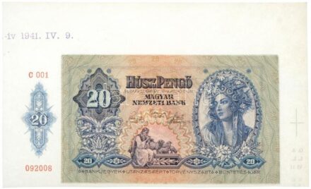 1941. 20P 'C 001 092008' ívből kivágva, ívszéllel, '(...)-ív 1941. IV. 9.' bélyegzőrészlettel T:I Adamo P12