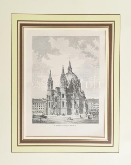 A fünfhausi templom Bécsben, 1885. Rotációs fametszet, papír, jelzett a metszeten. Paszpartuban. 17x12,5 cm