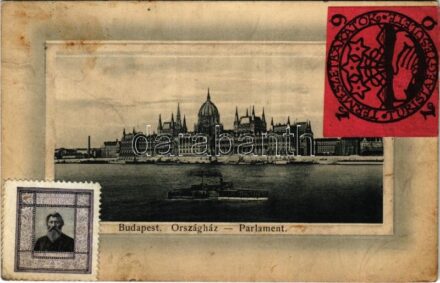 1910 Császári és Királyi Haditengerészet Dunaflottilla monitorja az Országháznál Budapesten / K.u.K. Kriegsmarine Donauflottille / Austro-Hungarian Navy Danube Fleet River Guard ship near the Parliament in Budapest (fl)
