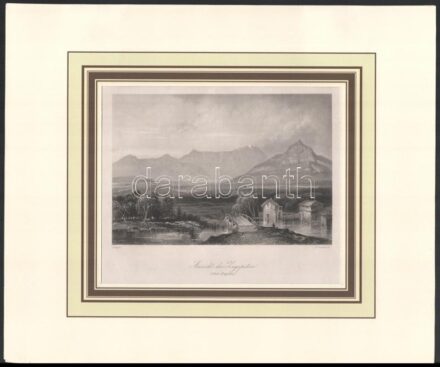Thomas Heawood (1810-1870) után, Geyer metszése: A Zugspitze látképe. Acélmetszet, papír. Jelzett a metszeten. Paszpartuban. 12x18 cm.