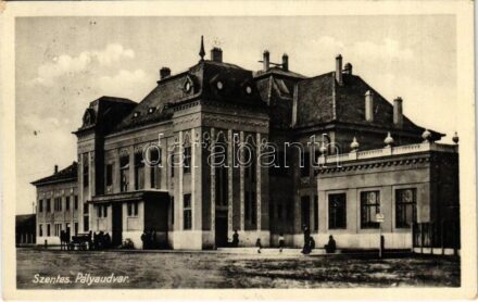 1935 Szentes, Pályaudvar, vasútállomás (ragasztónyom / glue marks)