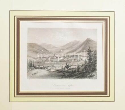 Albert Henry Payne (1812-1902) metszése, C. Petter után: Cisztercita kolostor, Lilienfeld, Alsó-Ausztria (Cistercienser Stift, Lilienfeld in Nieder-Österreich). Acélmetszet, papír, jelzett a metszeten, paszpartuban, lap széle kissé foltos,
