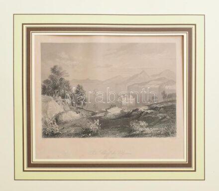 Thomas Heawood (1810-1870) után, Geyer metszése: Das Schiff des Ulysses auf Corfu (Odüsszeusz hajója Korfun). Acélmetszet, papír. Jelzett a metszeten. Paszpartuban. Lap széle kissé foltos. 12x17,5 cm.