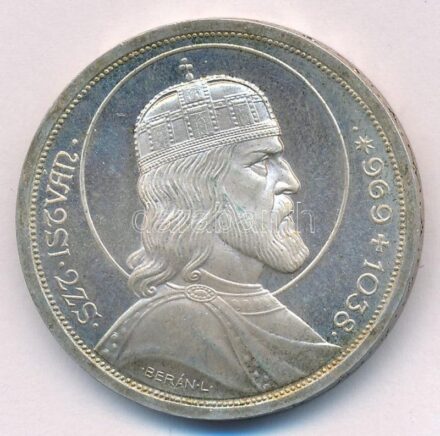1938. 5P Ag 'Szent István' T:1- patina Adamo P8.1