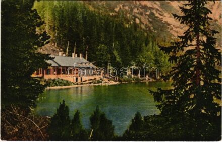 1919 Tátra, Magas-Tátra, Vysoké Tatry; Poprádi tó, Majláth menház. Szankovszky felvétele és kiadása / Popradske pleso / lake, rest house