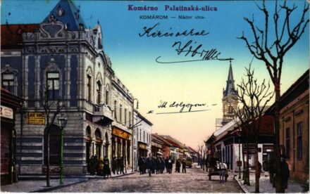 1937 Komárom, Komárnó; Nádor utca, Elbert Ignác üzlete / Palatinská ulica / street, shops